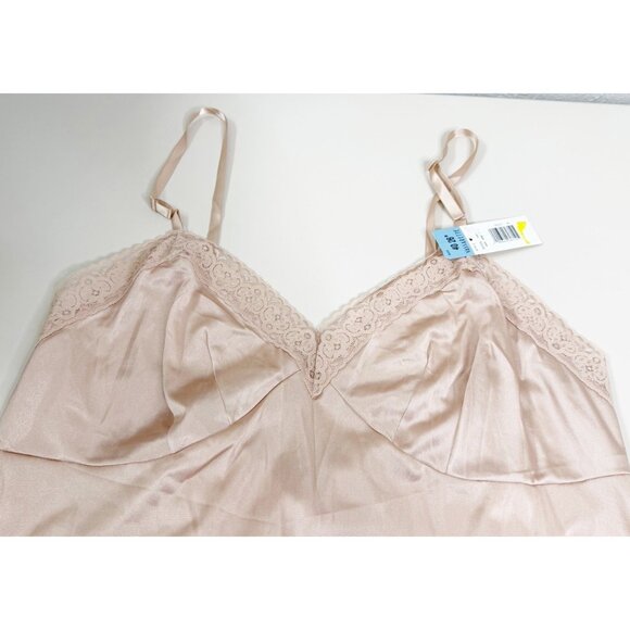 Vassarette Sz 40 Tan LACE Trim-NYLON FULL SLIP Adjustable Straps NWT - Picture 3 of 6